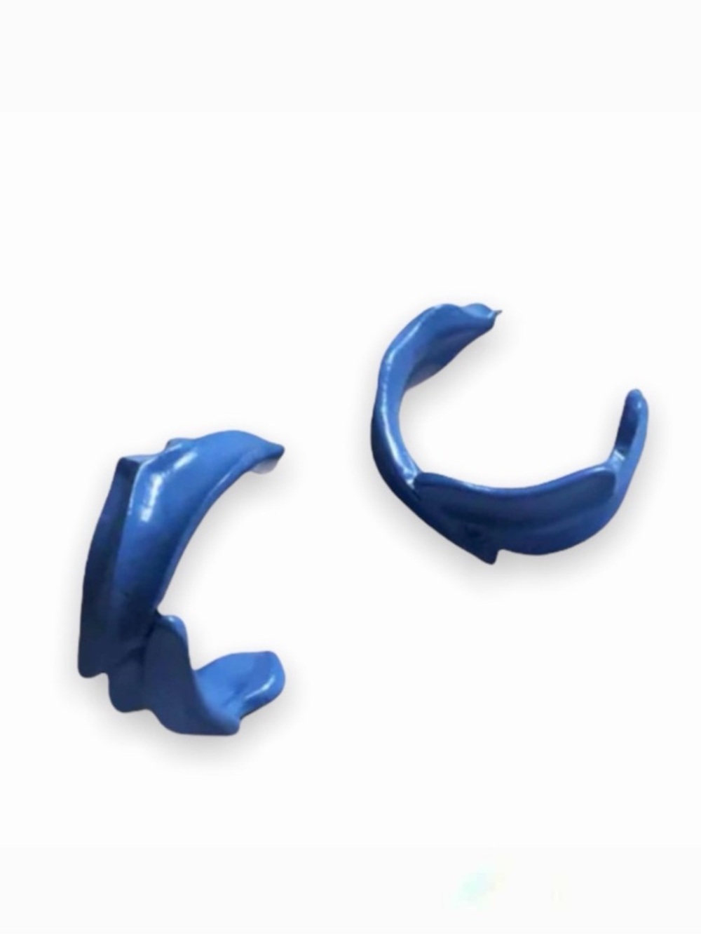 New Retro Matcha Sweet Summer Semicircle Geometric Blue Stud Hoop Earrings